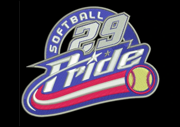 Embroidery digitizing sample — Softball Pride team logo stitch file