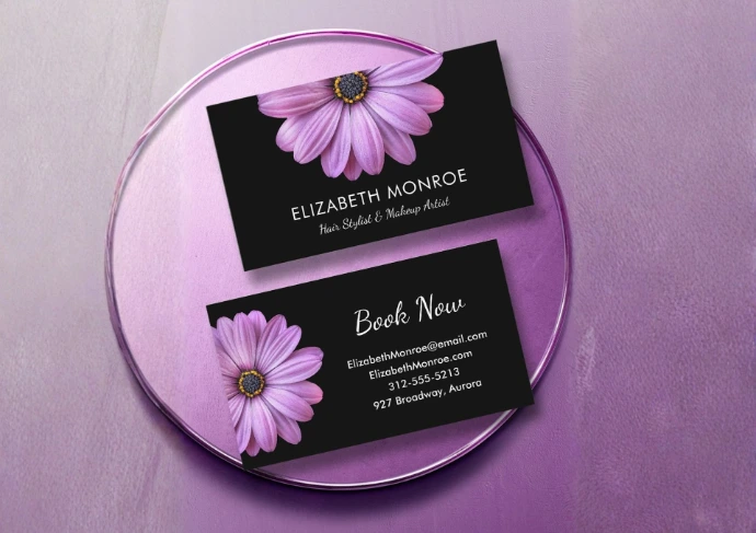 Custom design sample — branded business card design with floral theme