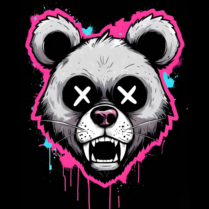 Neon panda skull graphic design